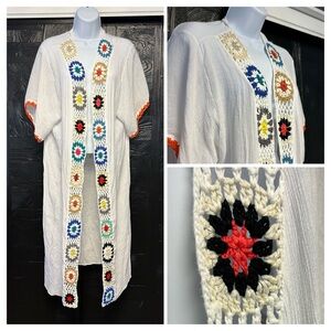 Cupshe Bohemian‎ Cochet Open Front Swim Cover Size Large White Beach Resort